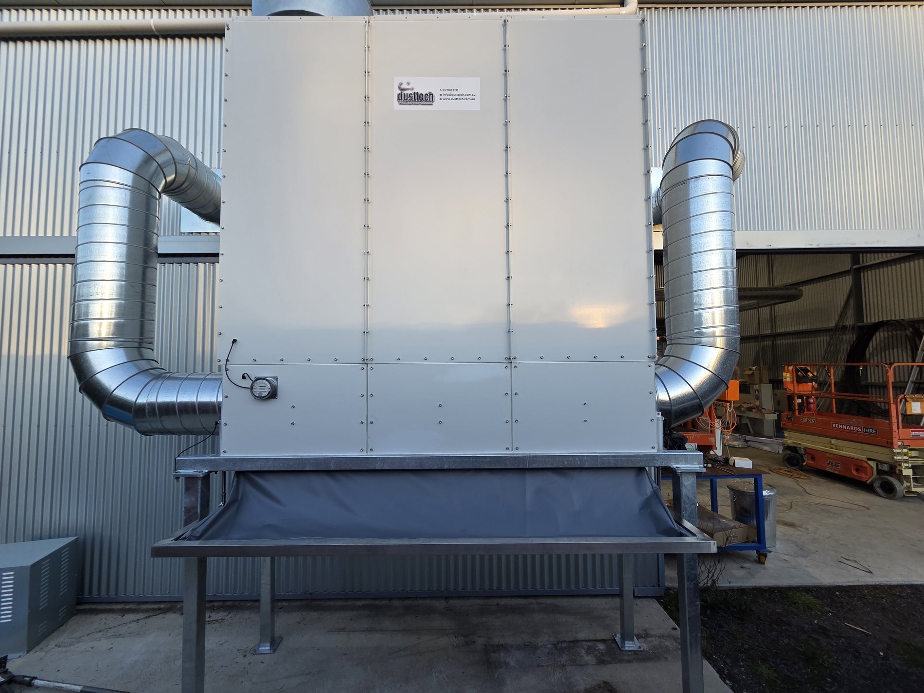 Regional Victoria milling shed dust extractor with two large ducting inlets